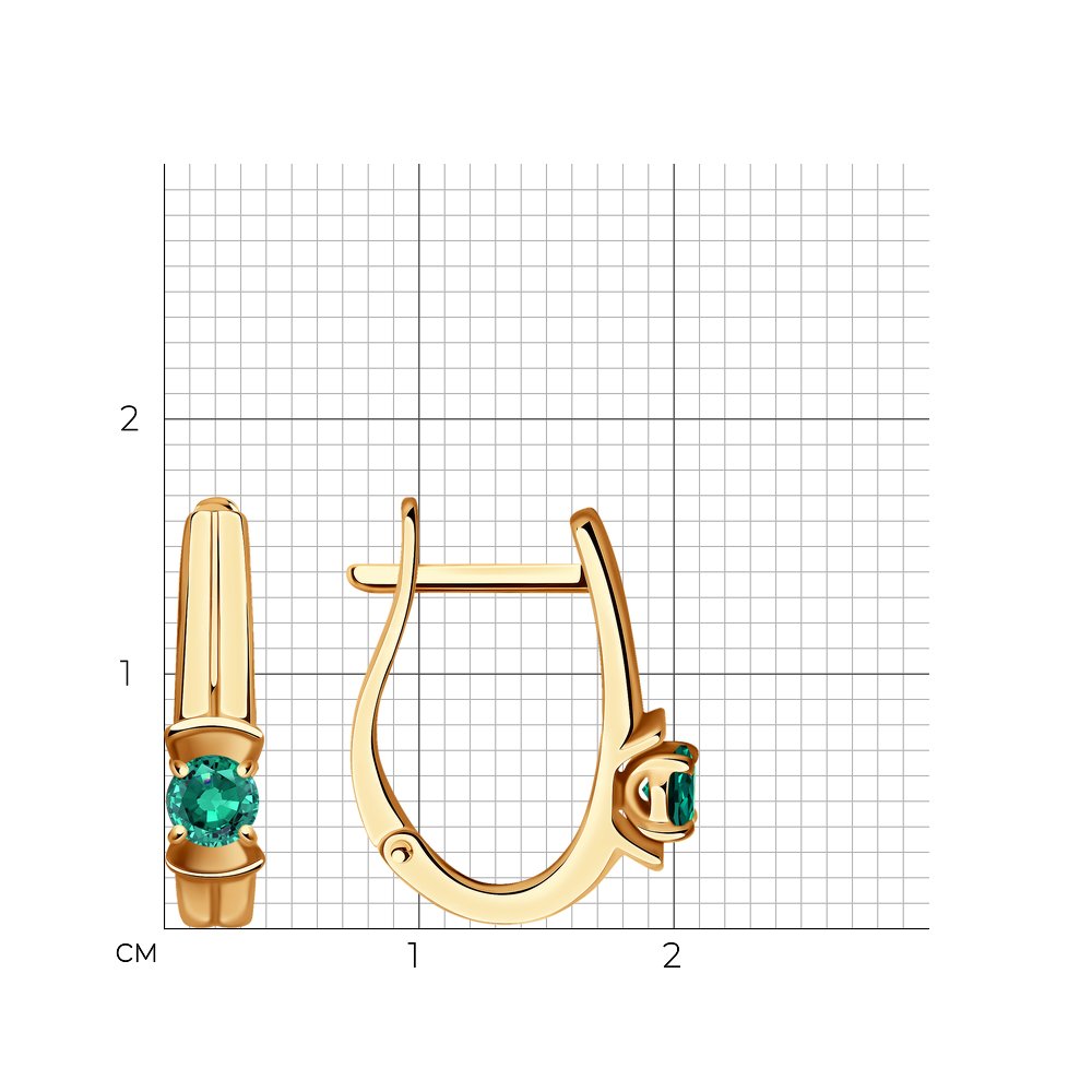 Серьги из красного золота с камнями Изумруд