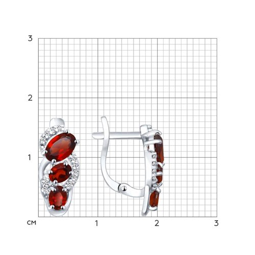 Cercei din argint  cu pietre Cubic Zirconia Incolor, Granat