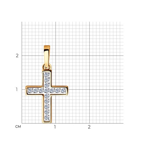 Cruce din aur roșu cu pietre Cubic Zirconia Incolor