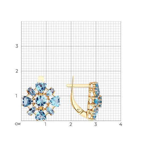 Cercei din aur roșu cu pietre Topaz Swiss