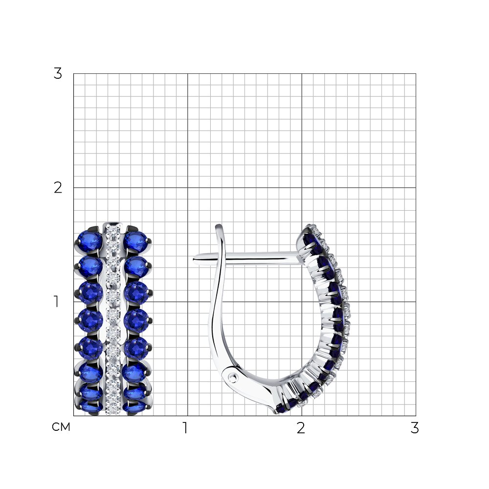 Cercei din aur alb cu pietre Diamant, Safir