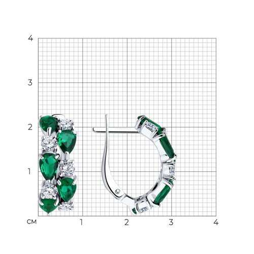 Cercei din argint  cu pietre Cubic Zirconia Incolor, Cubic Zirconia Verde