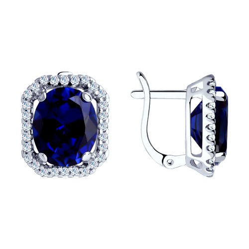 Cercei din argint  cu pietre Cubic Zirconia Incolor, Corindon