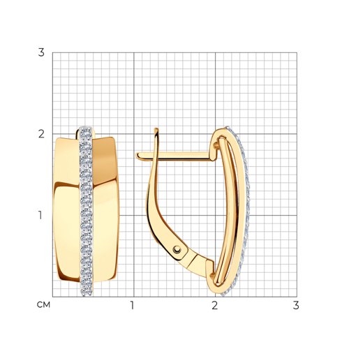 Cercei din aur roșu cu pietre Cubic Zirconia Incolor