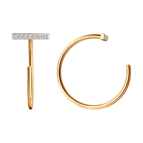 Cercei din aur roșu cu pietre Cubic Zirconia Incolor
