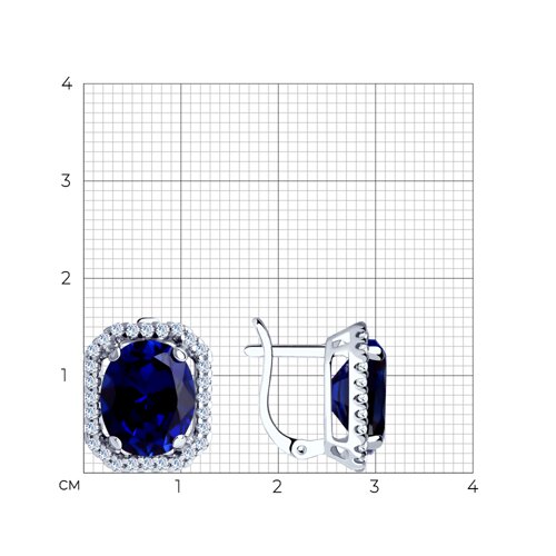 Cercei din argint  cu pietre Cubic Zirconia Incolor, Corindon