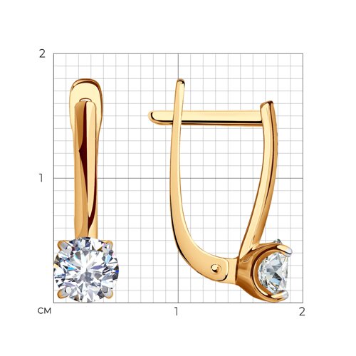 Cercei din aur roșu cu pietre Cubic Zirconia Incolor