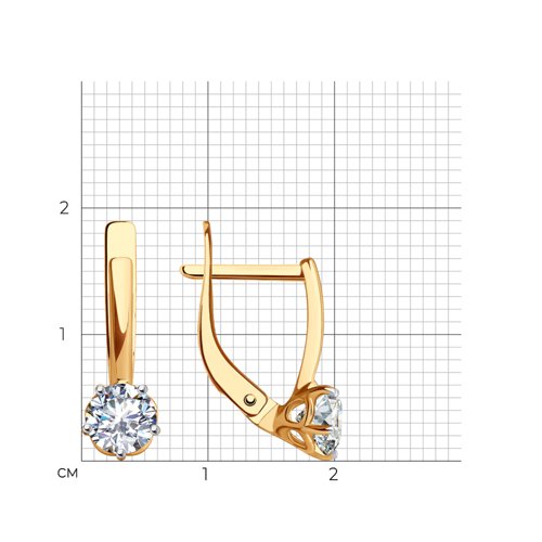 Серьги из красного золота с камнями Фианит