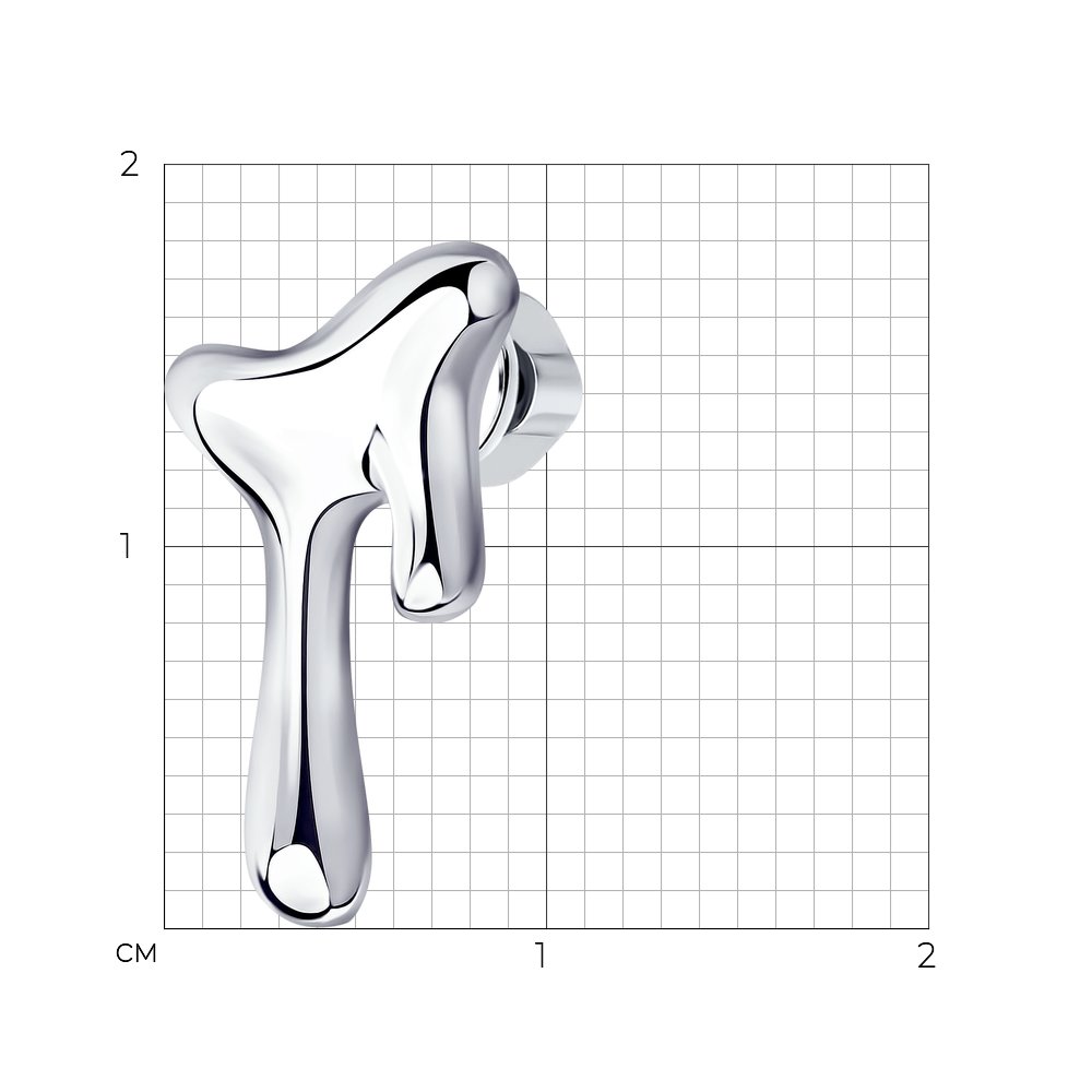 Серьга Одиночная из серебра без камней