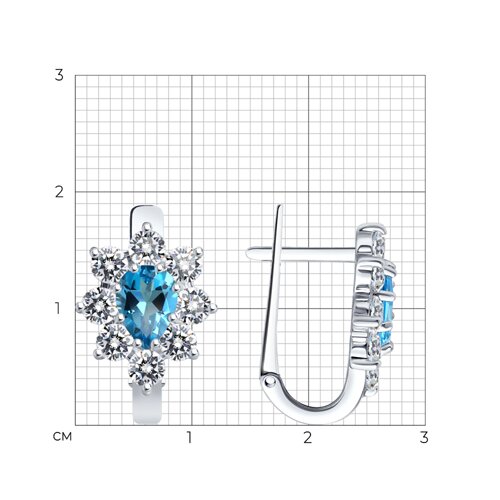 Cercei din argint  cu pietre Cubic Zirconia Incolor, Topaz Swiss