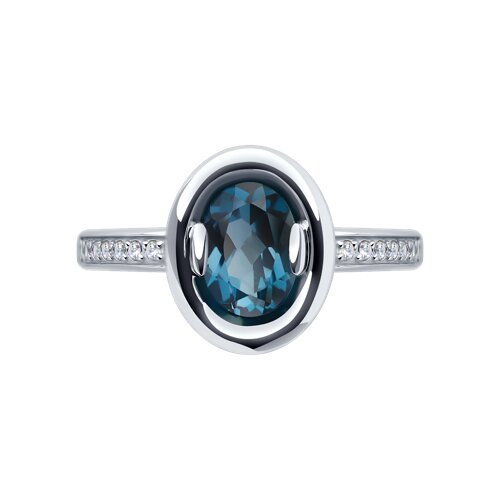 Inel din aur alb cu pietre Cubic Zirconia Incolor, Topaz London