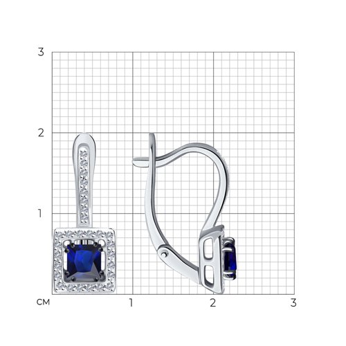 Cercei din aur alb cu pietre Diamant, Safir