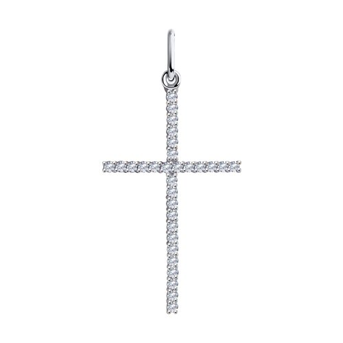 Cruce din aur alb cu pietre Cubic Zirconia Incolor