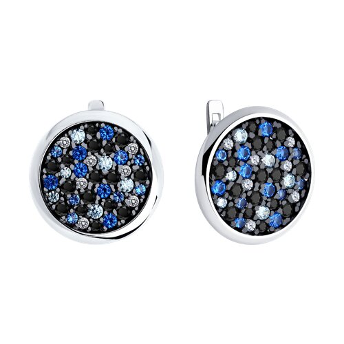 Cercei din argint  cu pietre Cubic Zirconia Incolor, Cubic Zirconia Albastru și Cubic Zirconia Albastru Safir