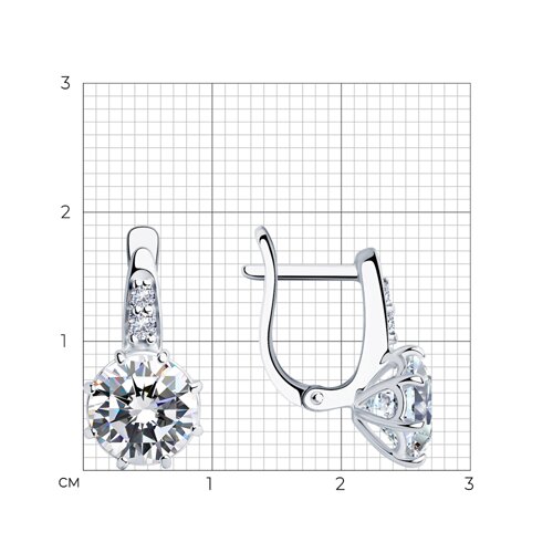 Cercei din argint  cu pietre Cubic Zirconia Incolor