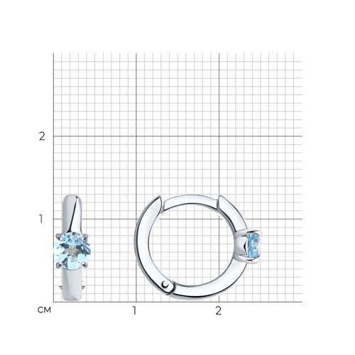 Серьги Конго из серебра с камнями Топаз голубой