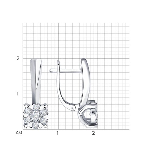 Серьги из белого золота с камнями Бриллиант