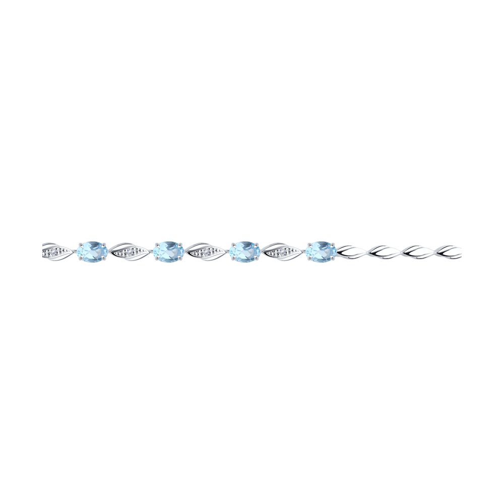 Brățară din argint  cu pietre Cubic Zirconia Incolor, Topaz albastru