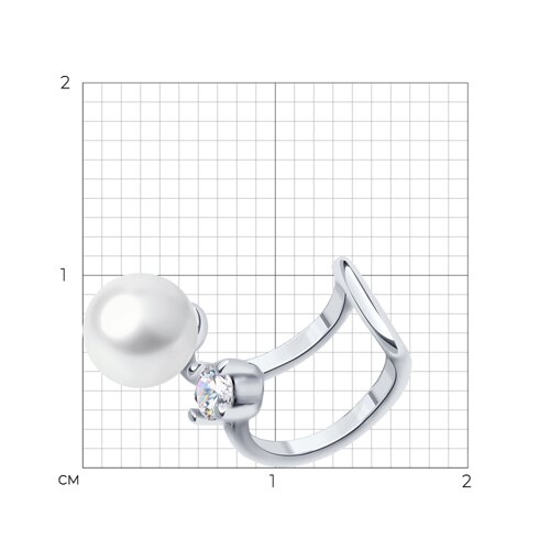 Cercel din argint  cu pietre Cubic Zirconia Incolor, Perla Imit.