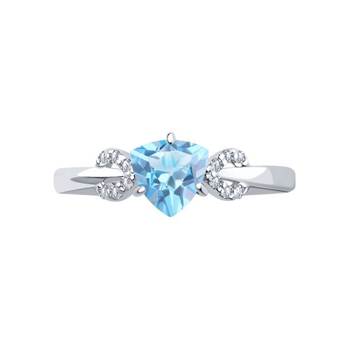 Inel din argint  cu pietre Cubic Zirconia Incolor, Topaz albastru