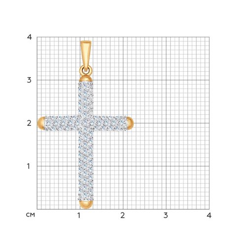 Cruce din aur roșu cu pietre Cubic Zirconia Incolor