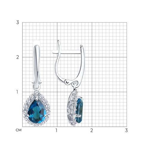 Cercei Suspendați din aur alb cu pietre Cubic Zirconia Incolor, Topaz London