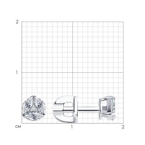 Cercei Pusete din aur alb cu pietre Diamant