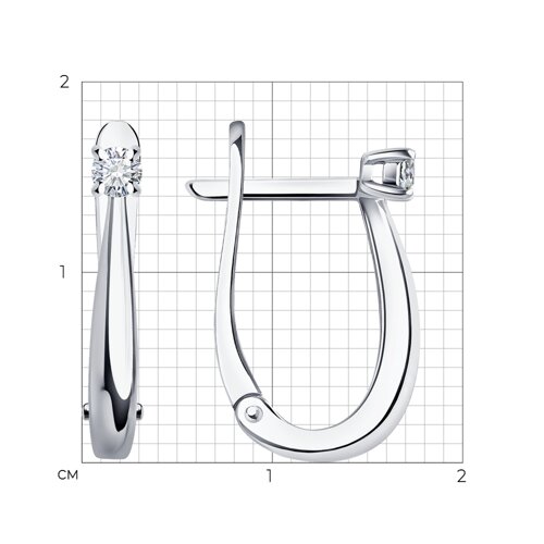 Серьги из белого золота с камнями Бриллиант