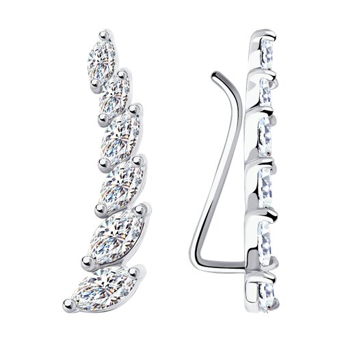 Серьги из серебра с камнями Фианит