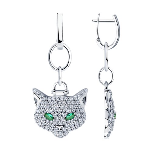 Cercei Suspendați din argint  cu pietre Cubic Zirconia Incolor, Cubic Zirconia Verde