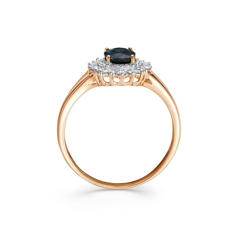 Inel din aur roșu cu pietre Diamant, Safir