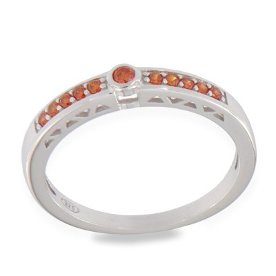 Inel din argint  cu pietre Cubic Zirconia Orange