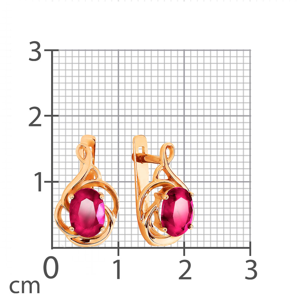 Серьги из красного золота с камнями Рубин