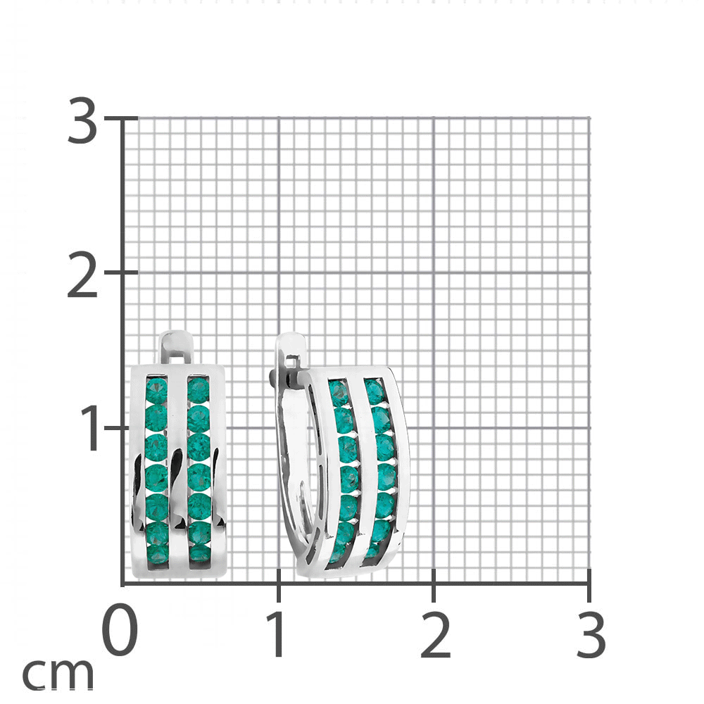 Серьги из белого золота с камнями Изумруд