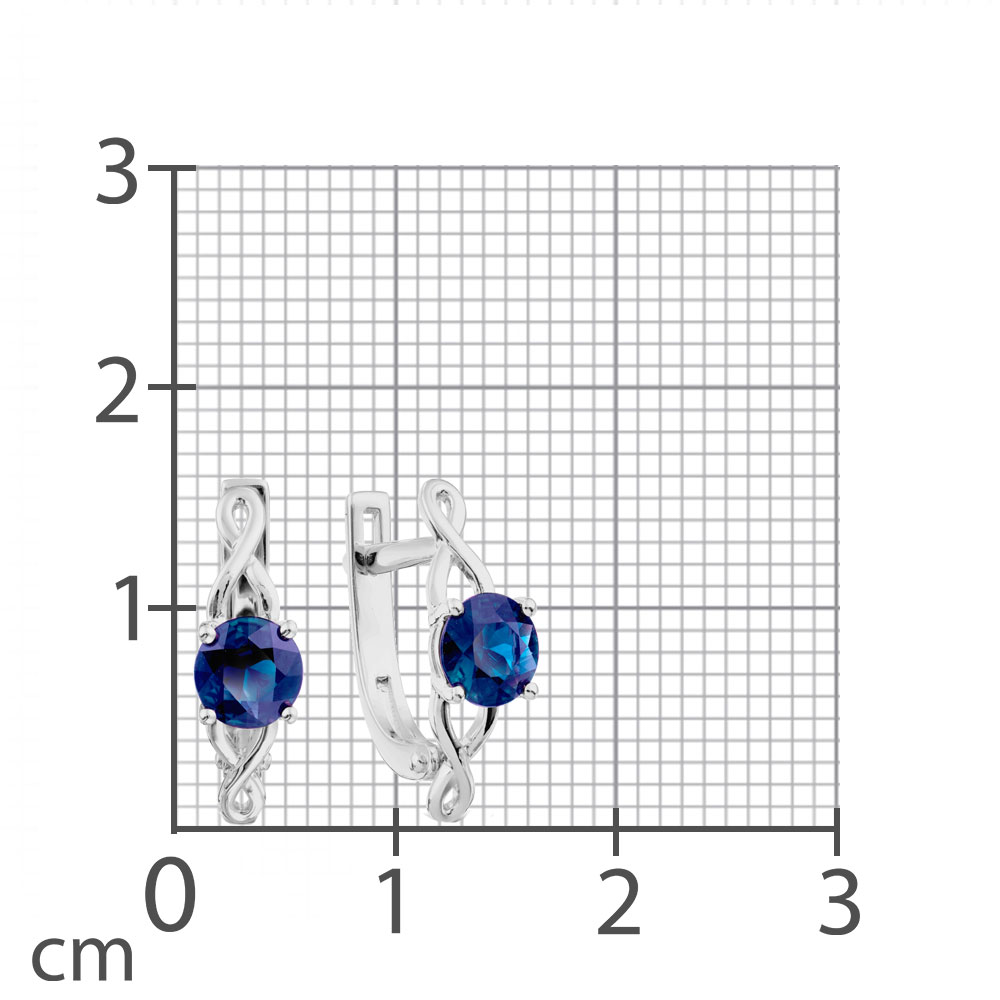Серьги из белого золота с камнями Сапфир