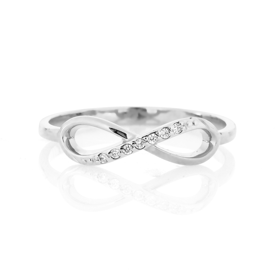Inel din aur alb cu pietre Cubic Zirconia Incolor