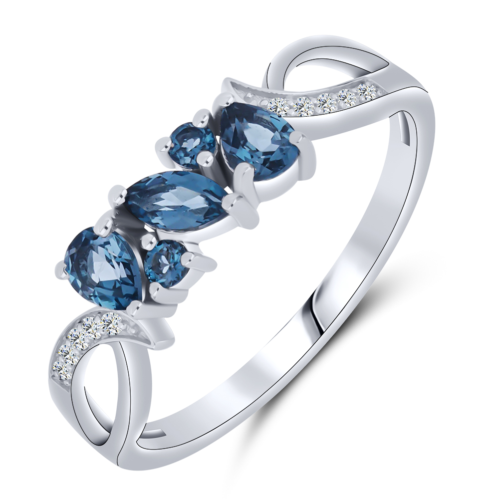 Inel din aur alb cu pietre Cubic Zirconia Incolor, Topaz London