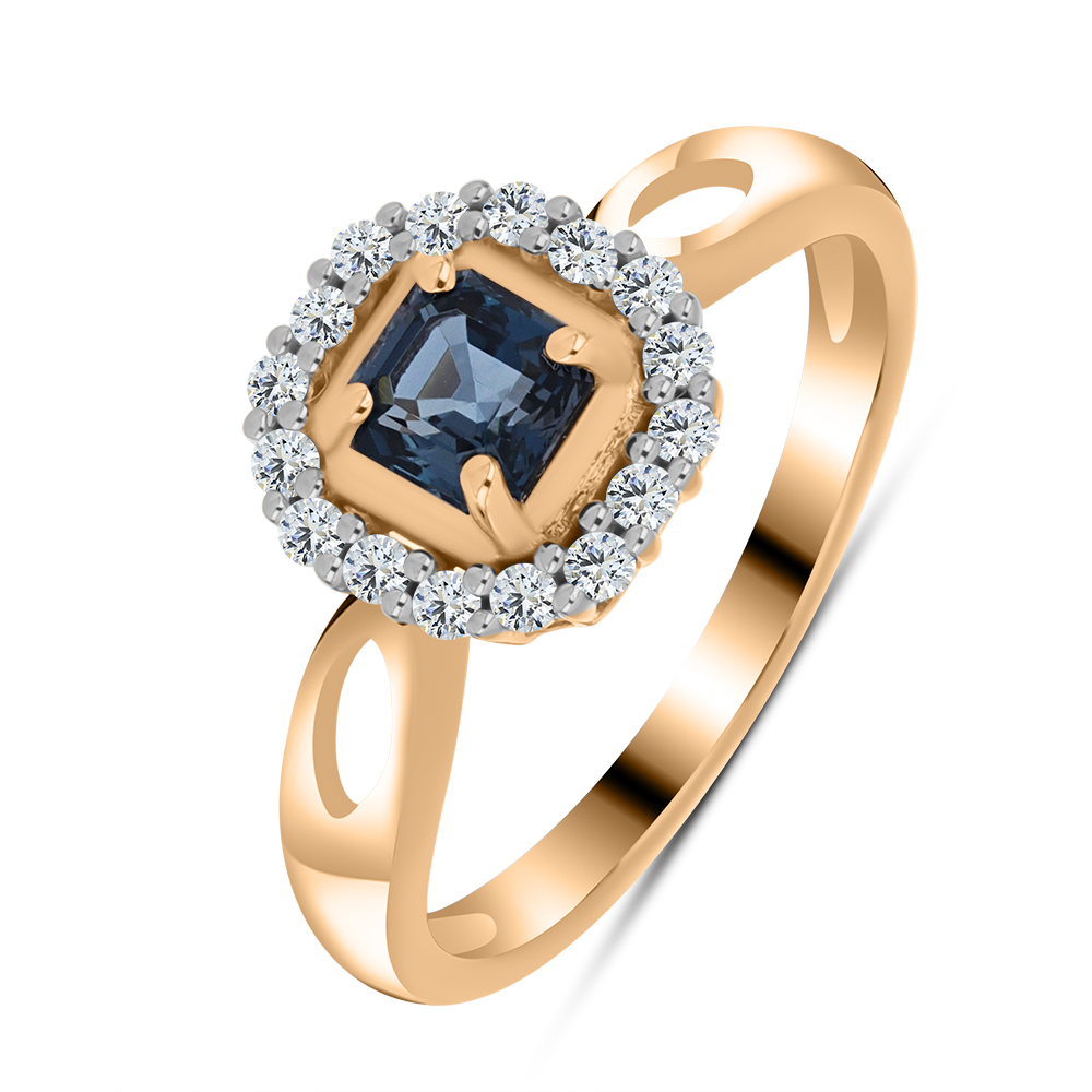 Inel din aur roșu cu pietre Cubic Zirconia Incolor, Topaz London