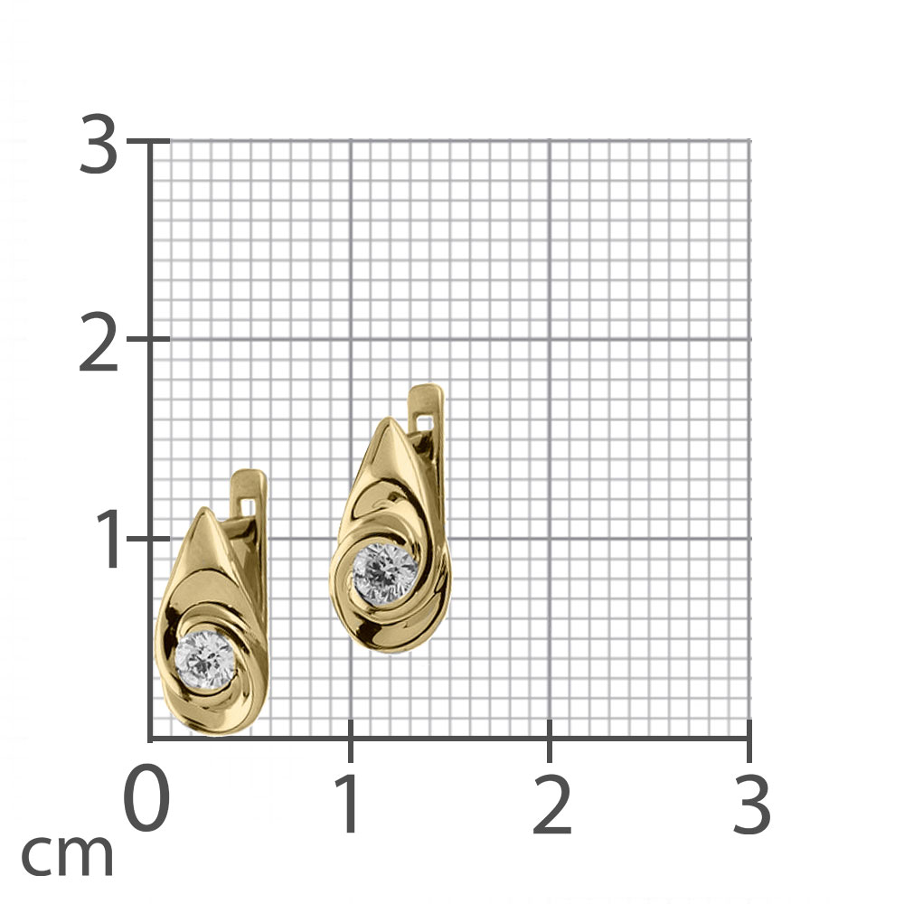 Серьги из красного золота с камнями Бриллиант