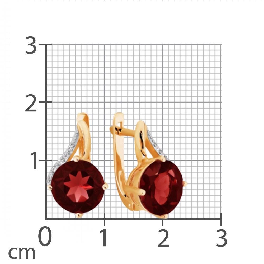 Cercei din aur roșu cu pietre Cubic Zirconia Incolor, Granat