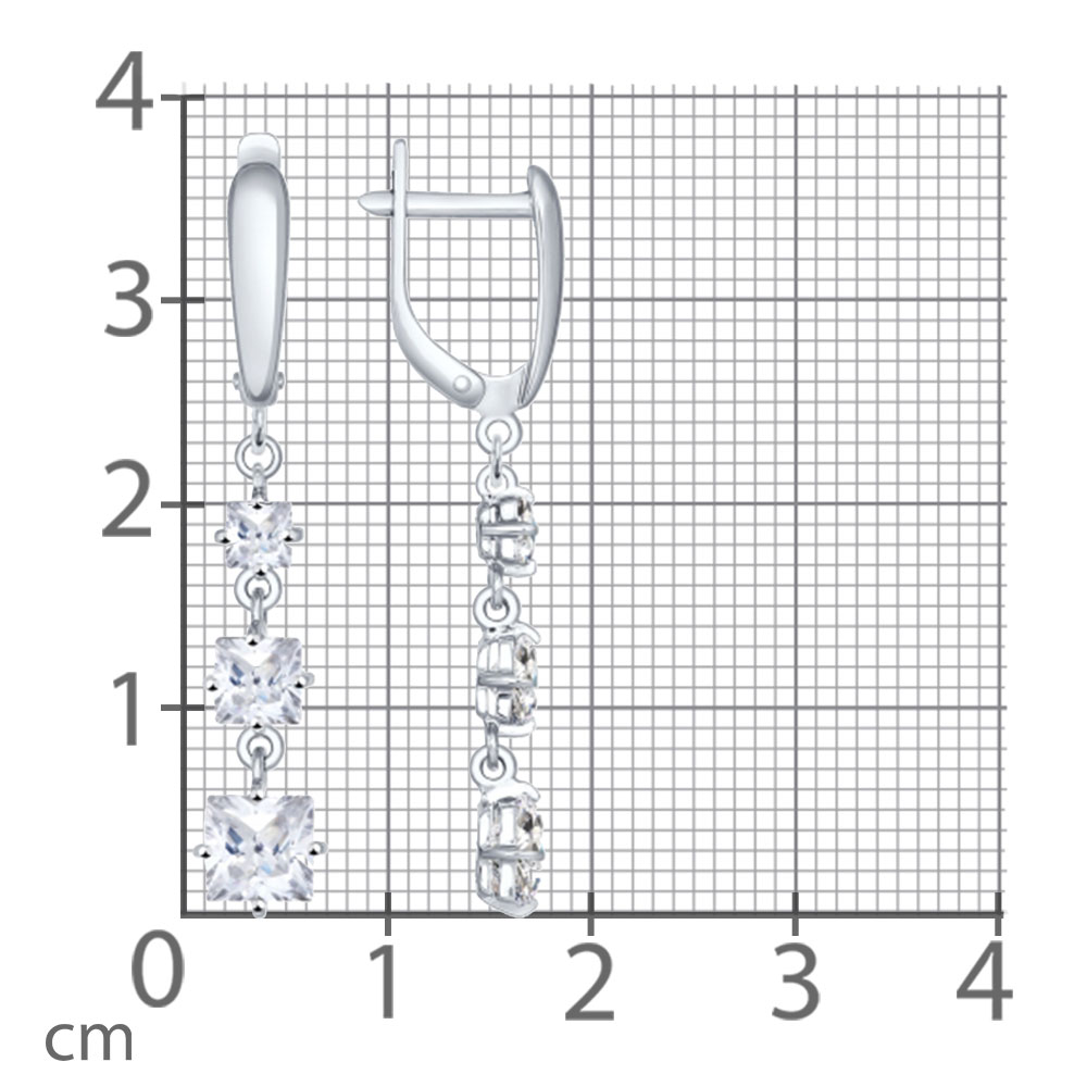 Cercei Suspendați din argint  cu pietre Cubic Zirconia Incolor