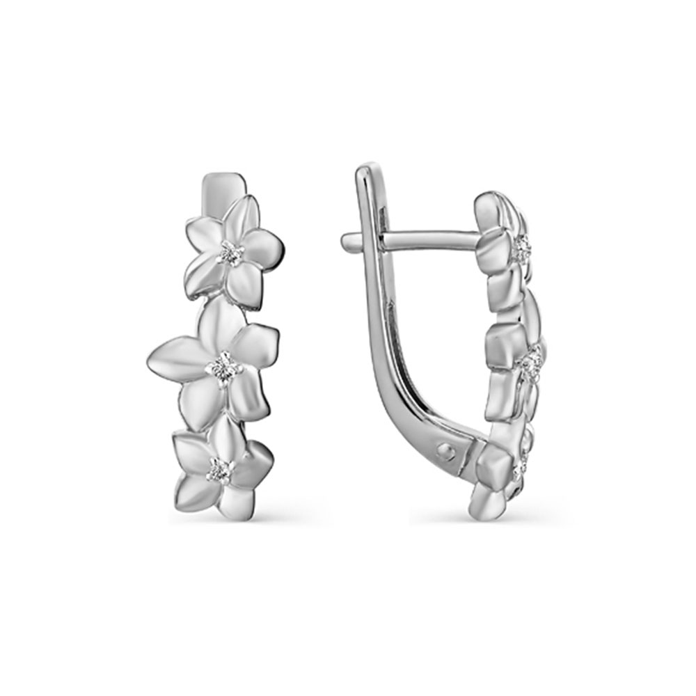 Серьги из серебра с камнями Фианит