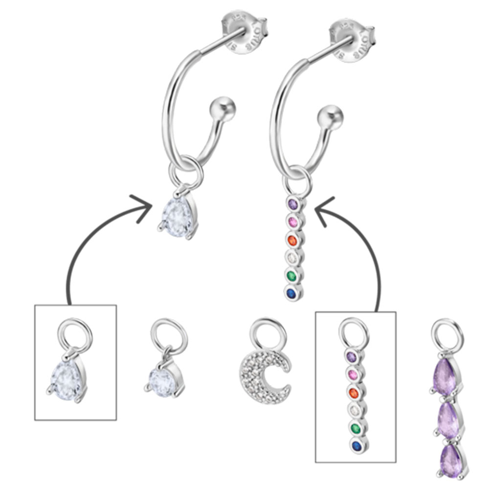 Cercei Pusete din argint  cu pietre Cubic Zirconia Color