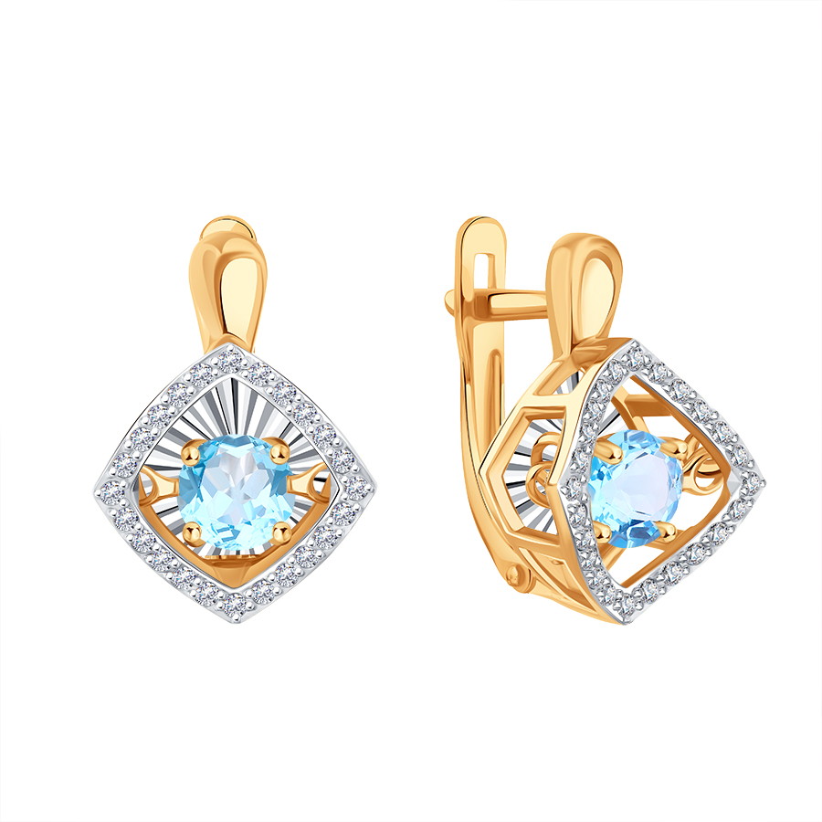 Cercei din aur roșu cu pietre Cubic Zirconia Incolor, Topaz