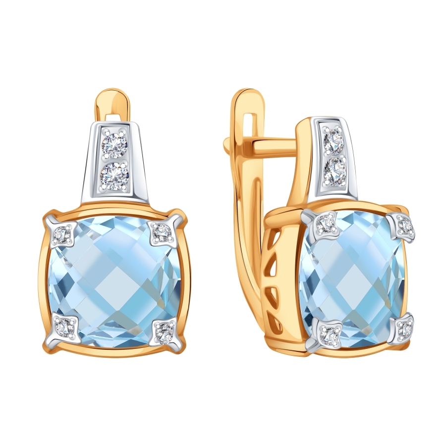 Cercei din aur roșu cu pietre Cubic Zirconia Incolor, Topaz