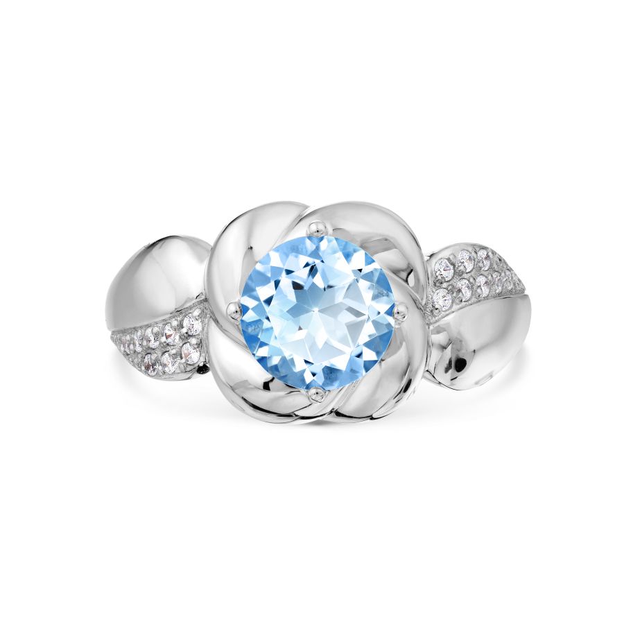 Inel din aur alb cu pietre Cubic Zirconia Incolor, Topaz