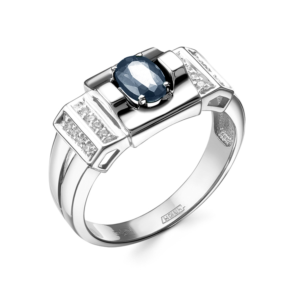 Inel din aur alb cu pietre Diamant, Safir