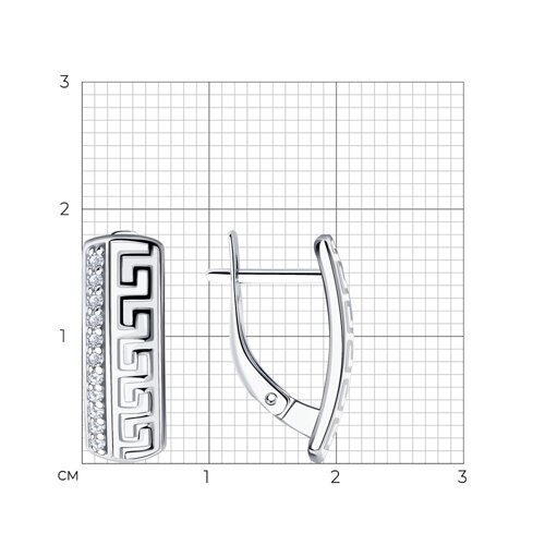 Cercei din argint  cu pietre Cubic Zirconia Incolor, Emailare