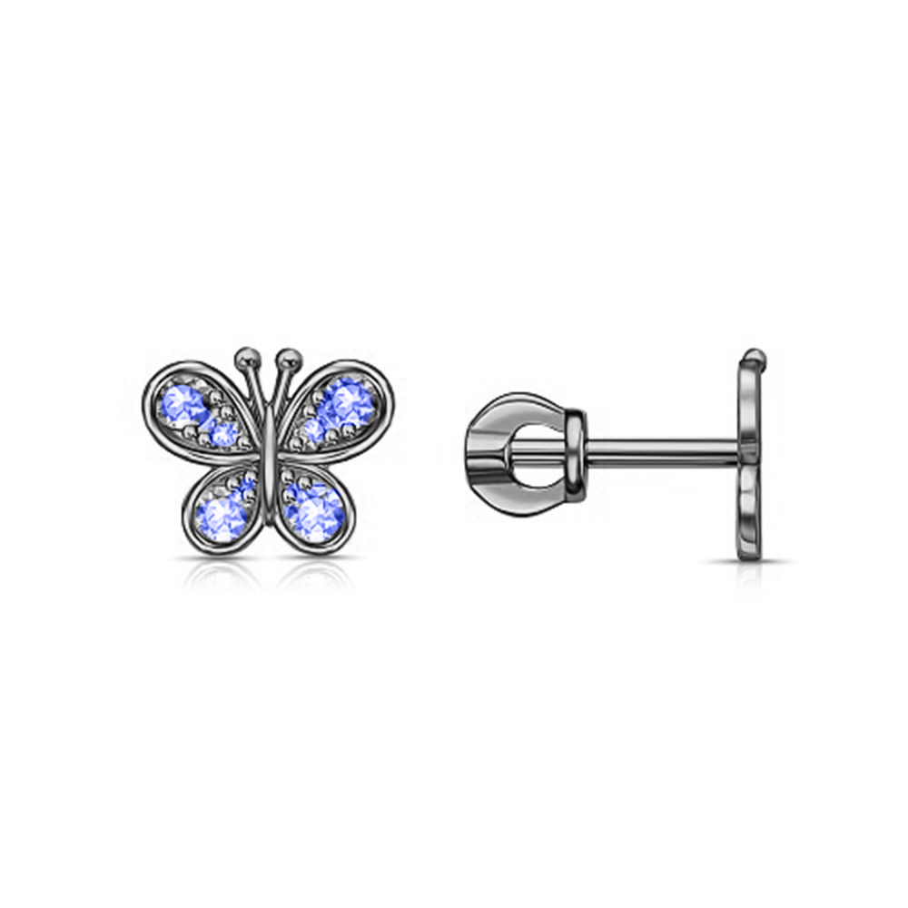 Cercei Pusete din argint  cu pietre Cubic Zirconia Albastru