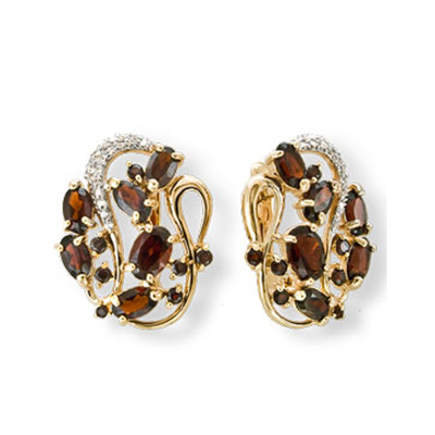 Cercei din aur roșu cu pietre Cubic Zirconia Incolor, Granat